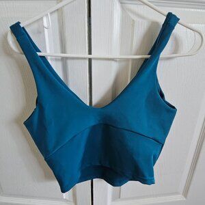 Popfit Deep Blue Cropped Tank / Built in Bra Medium